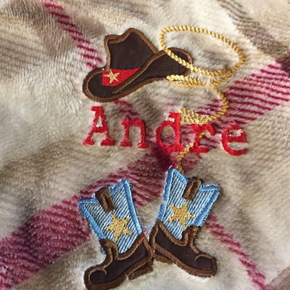 Cowboy Boots Hat Rodeo Rope and Mini Font