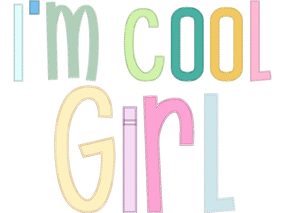 Thin Funny Kids Raggedy Edge Applique Font