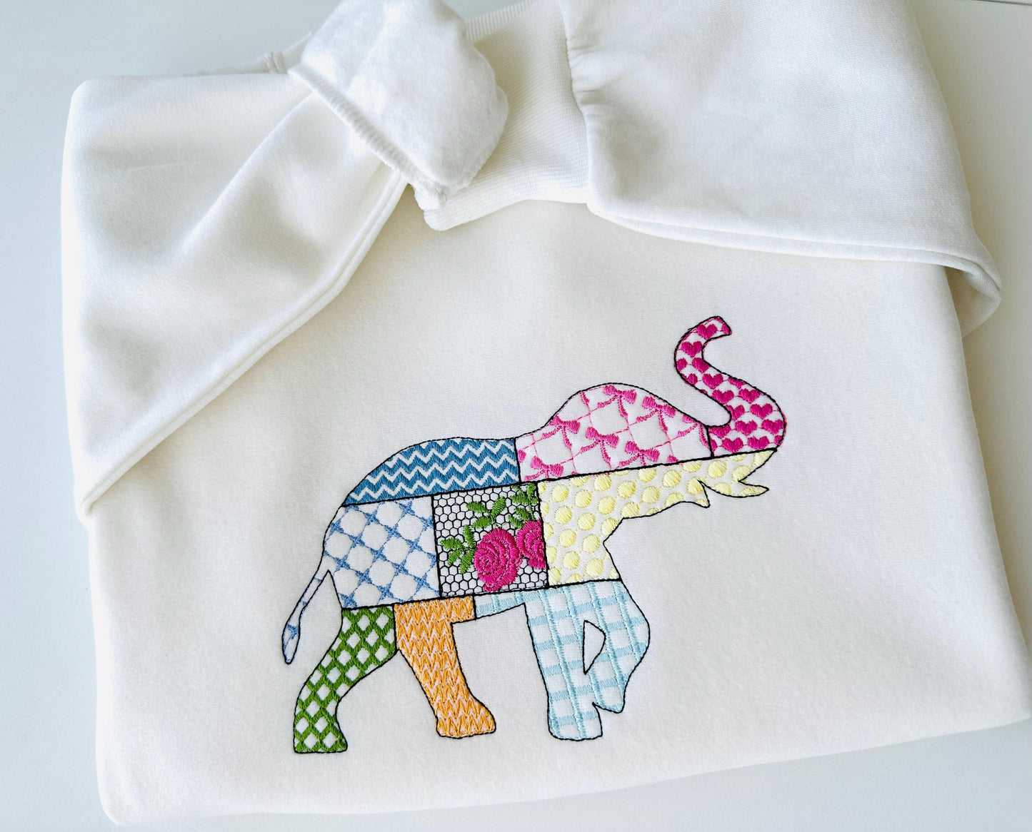 Patchwork Elephant patterned state Elephant silhouette outline machine
