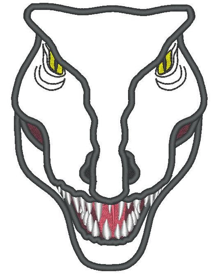 T-rex Dinosaur Face, machine embroidery applique and fil lstitch