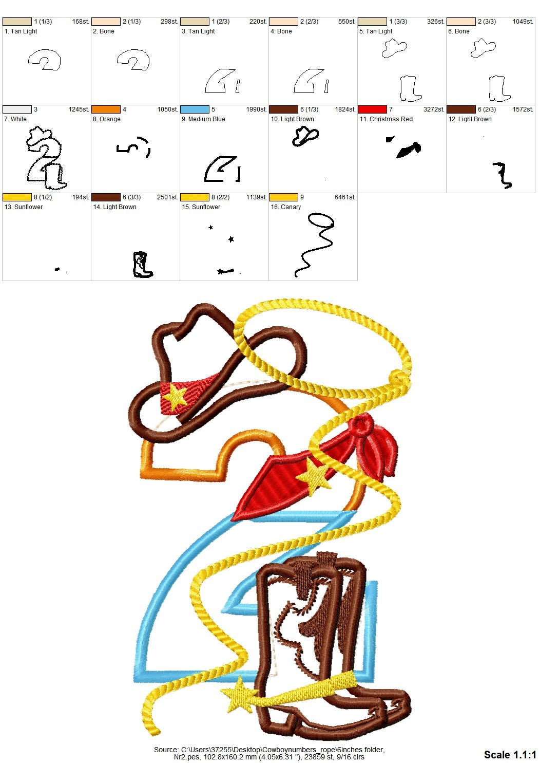 Cowboy Boots and Hat Birthday Number Set