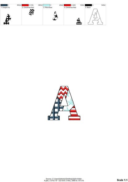 Patchwork Usa Flag Patterned Block Font