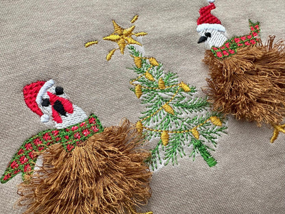 Fringed Santa Chicken and Christmas Tree