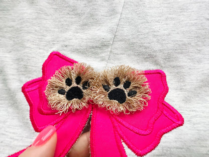 Fringed Puppy Paws and Bow