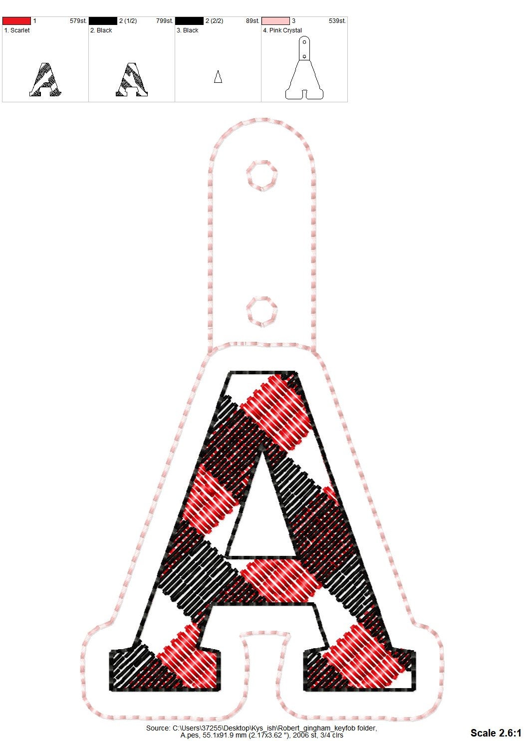 Christmas Gingham Monogram Keychain