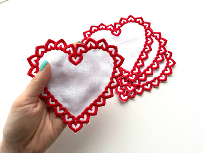 Valentine Heart Shape Napkin ITH