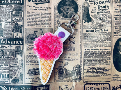 Fringed Ice Cream Cone Keychain
