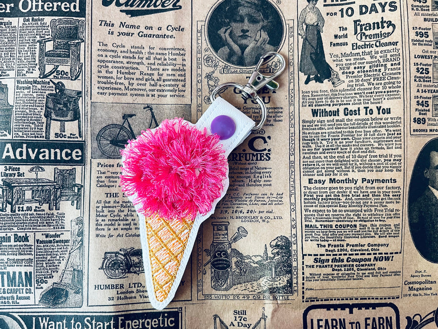 Fringed Ice Cream Cone Keychain