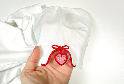 Valentine Heart FSL split seam side bow machine embroidery designs