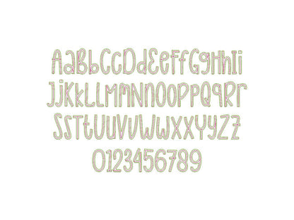 Thin Outline Bean Stitch Font