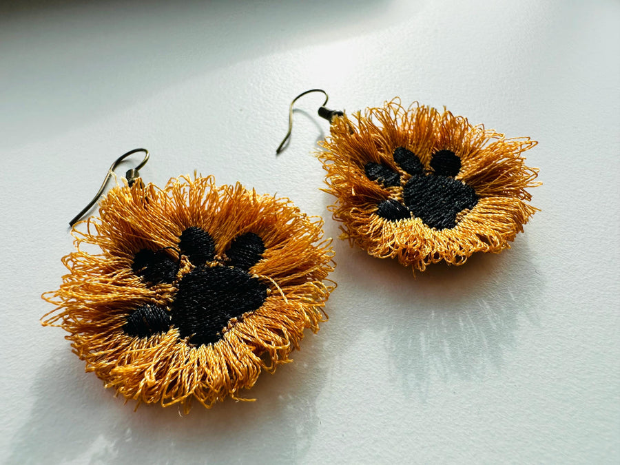 Fringed Puppy Paw Earrings FSL