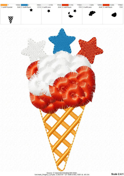 Patriotic Fringed Ice Cream Cone