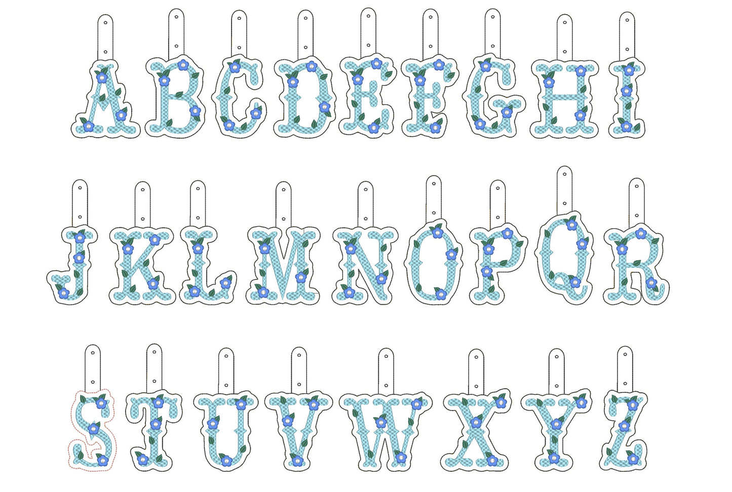 Small flower western cowboy Monogram keychain and eyelet gift tag