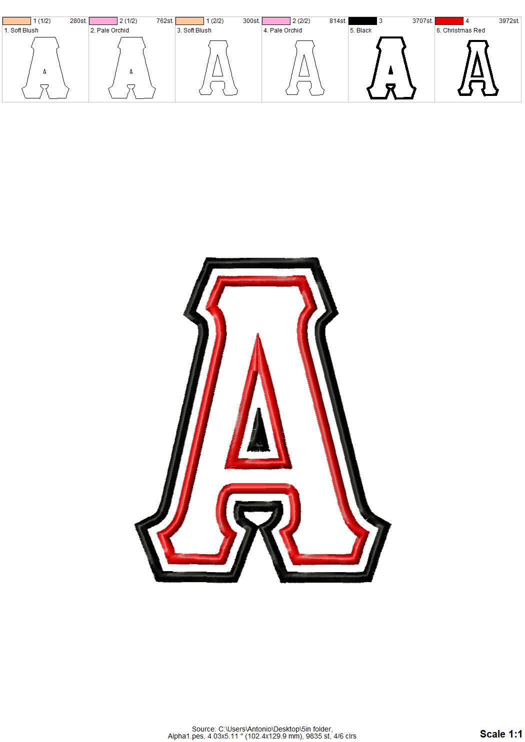 Two layers Double Applique Tall Greek FONT sororities fraternities