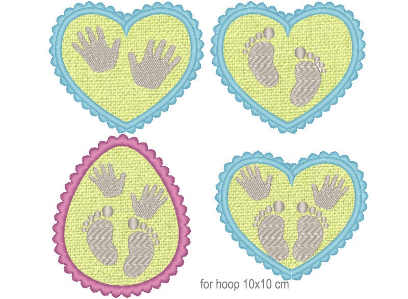 Baby Inside Hand and Footprint Applique Set