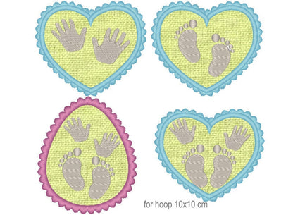 Baby Inside Hand and Footprint Applique Set