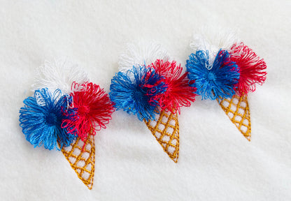 Mini Patriotic Fringed Ice Cream Cones