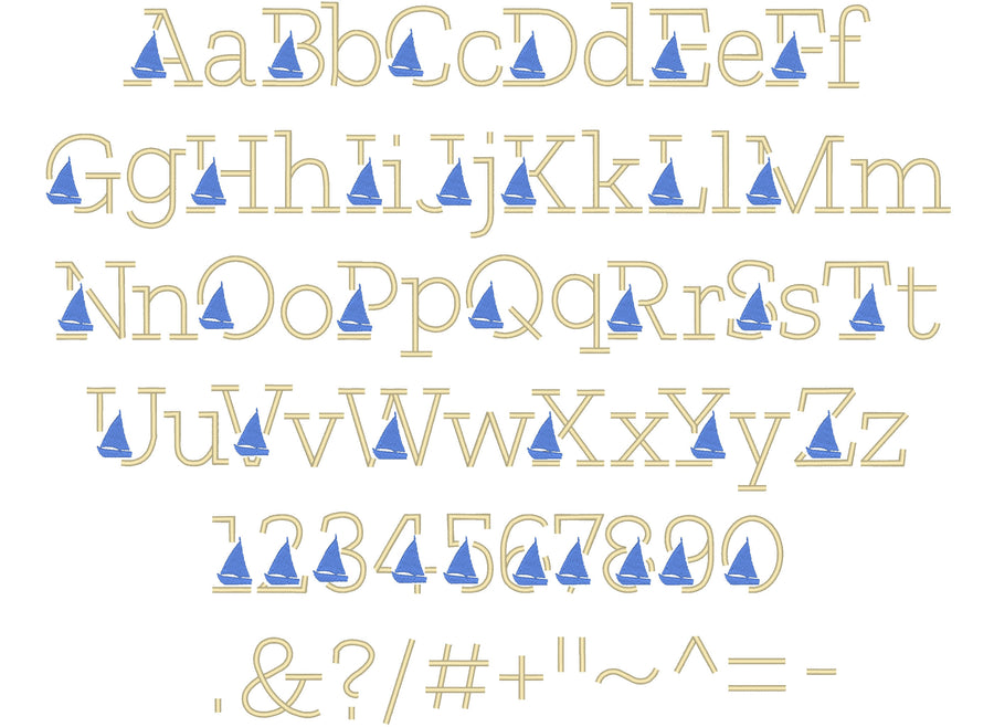 Satin Stitch Mini Boat Font