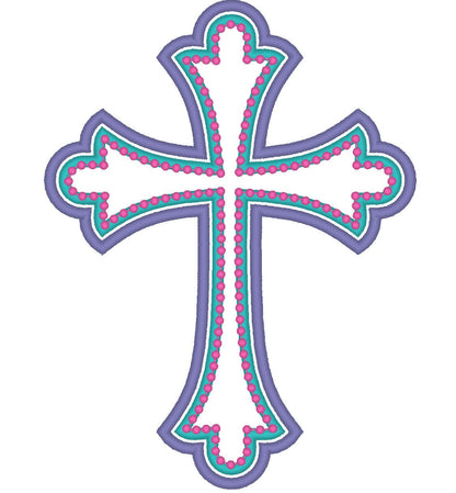 Cross applique awesome multicolor machine embroidery design, cross
