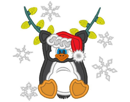 Christmas hanging penguin with Christmas lights garland kids machine