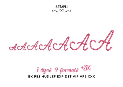 Satin stitch handwritten Font script alphabet Monogram letters kids