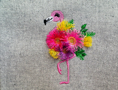 Mini Fringed Floral Flamingo