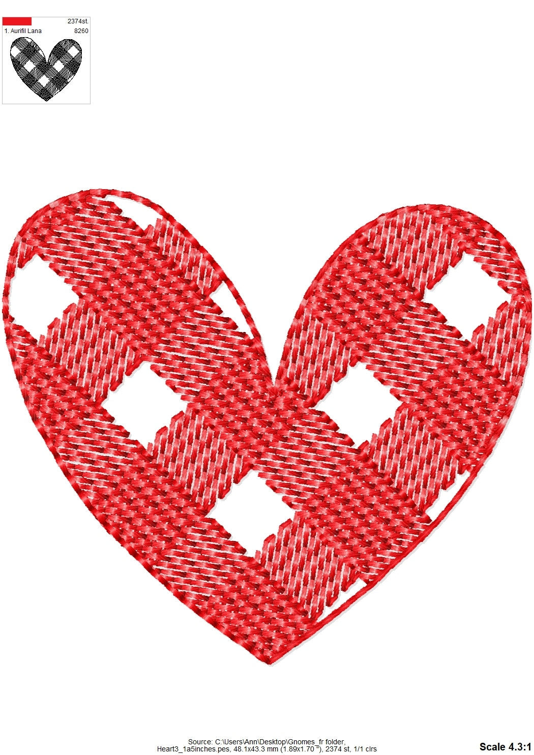 Single Gingham Tartan Valentine Heart