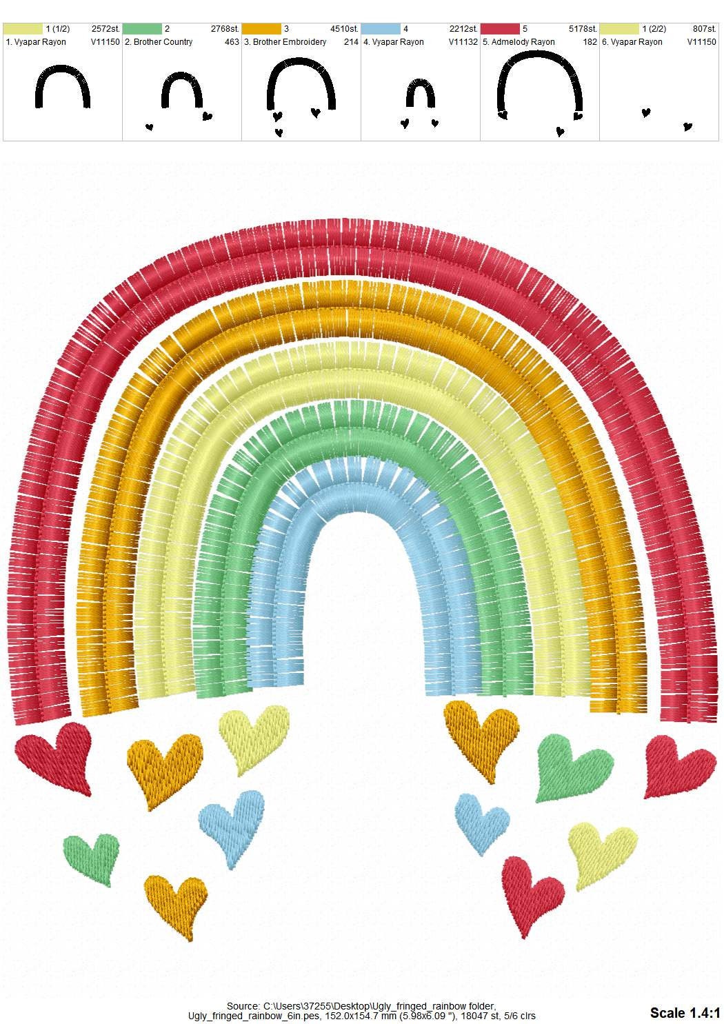 Falling Hearts Fringed Rainbow