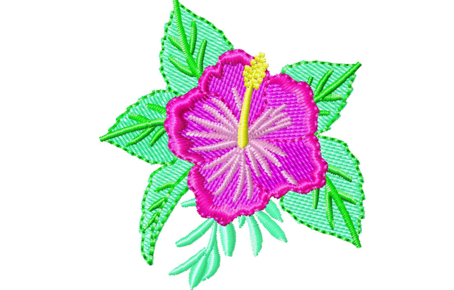 Tropical small Mini Fill stitch Hibiscus flower, Hawaii summer flowers