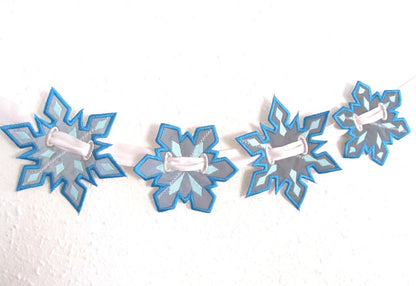 Snowflakes Banners, 4 types, In The Hoop Machine Embroidery Applique