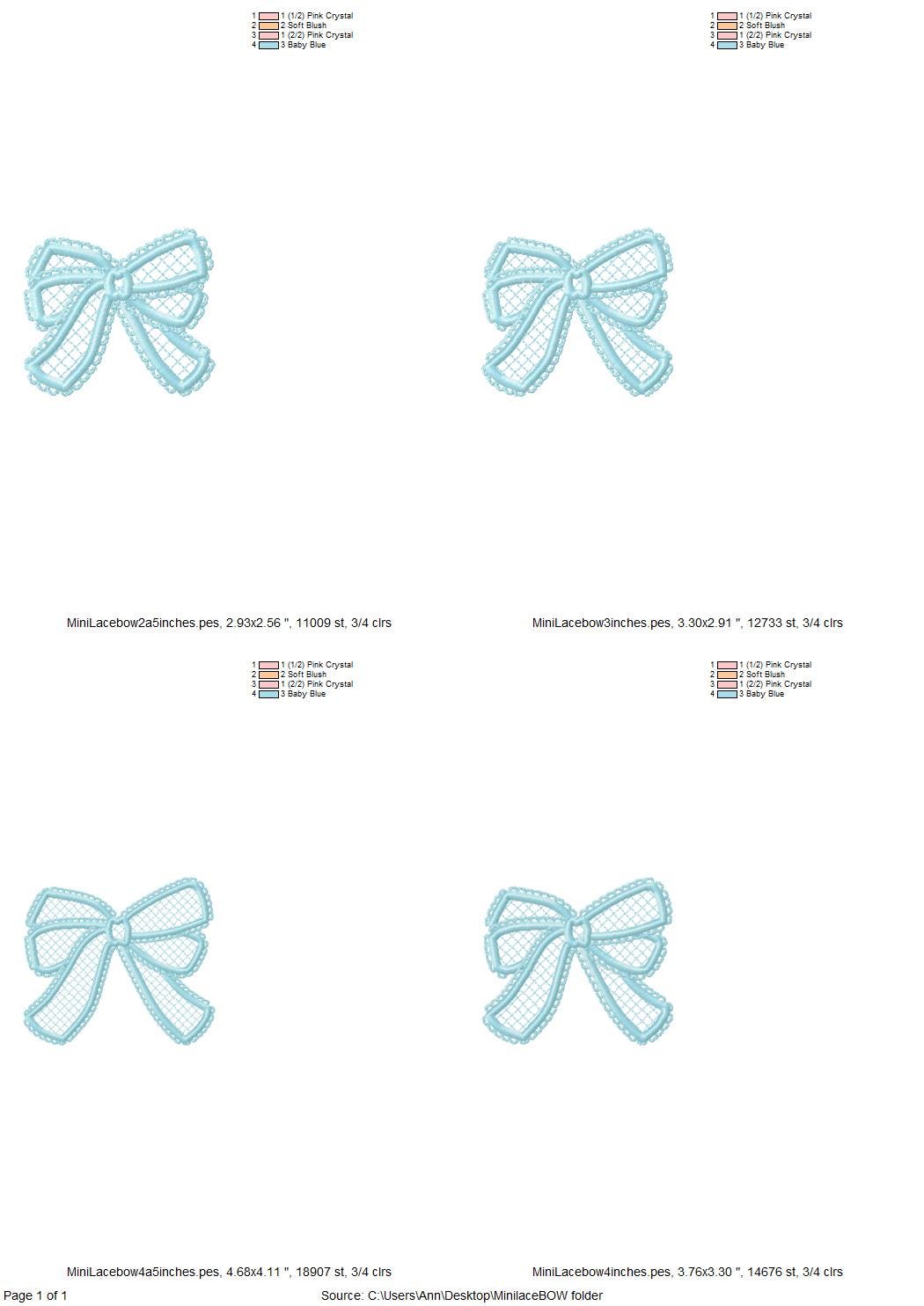 Mini Small Lace Bow Applique