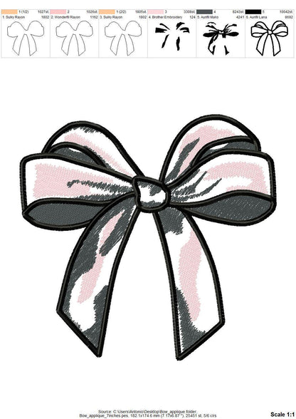 Classic Bow Applique with Shadow