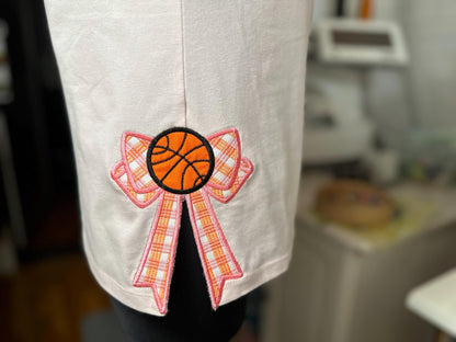 Basketball Sports Gingham Plaid Patterned Bow