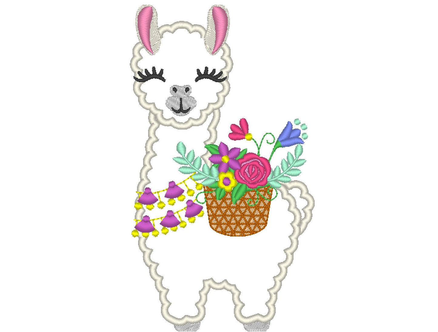 Floral Summer Llama Alpaca Applique
