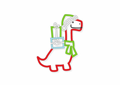 Merry Christmas Dinosaur Applique