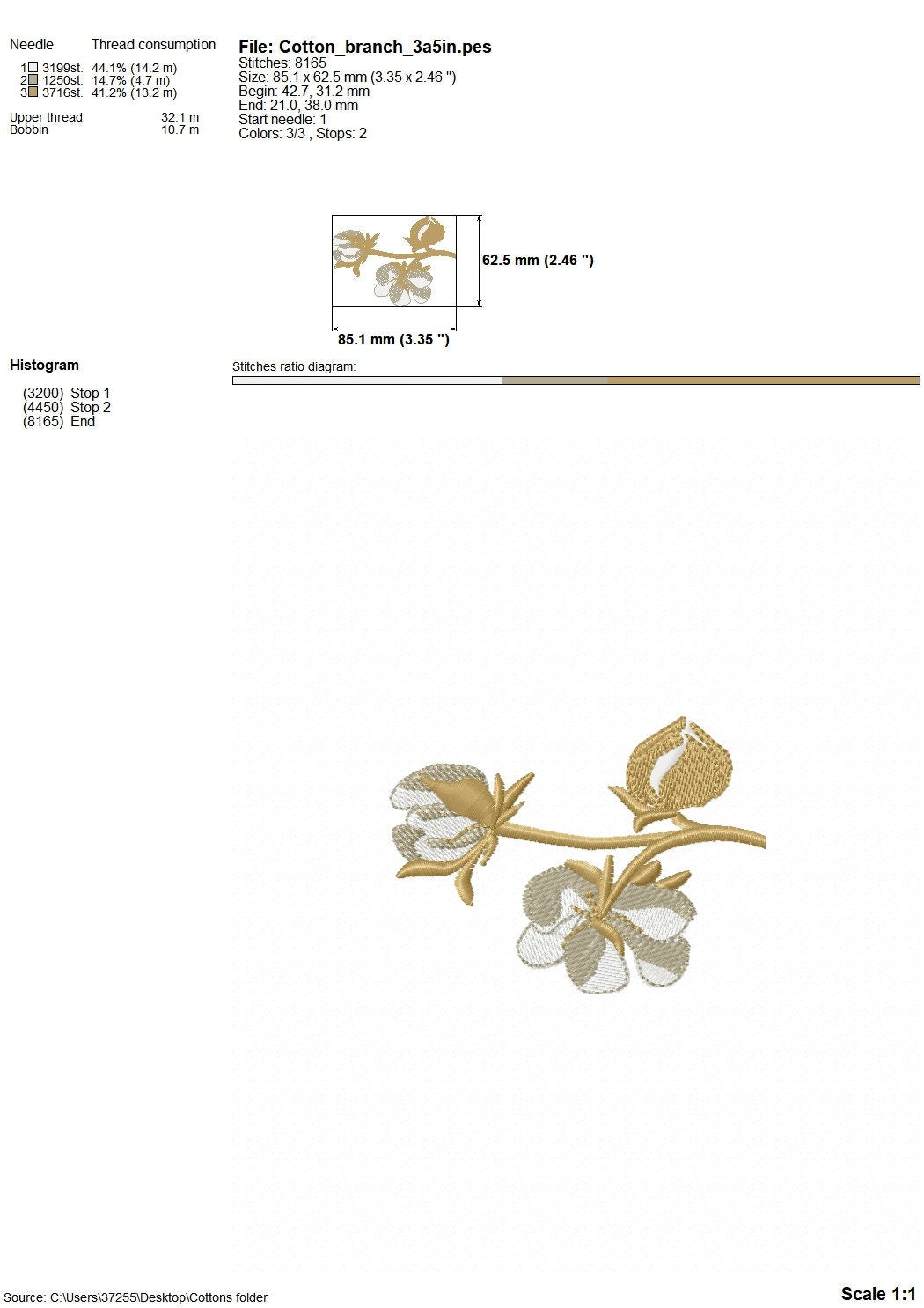 Cotton Flower And Cotton Branch Set of 4