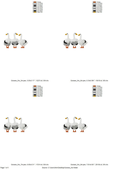 Fringed Goose Trio 3 in a row