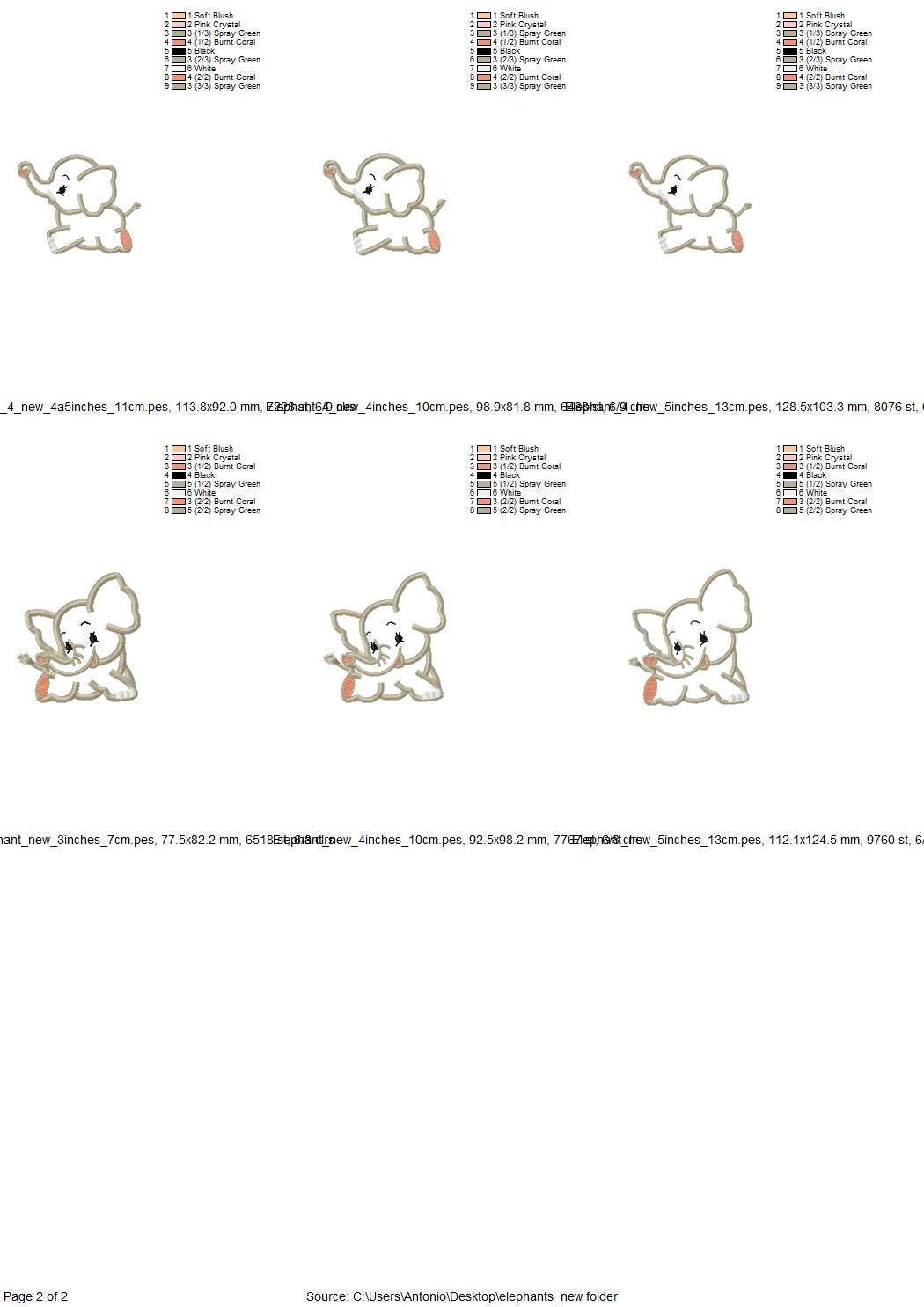 Little Elephant Applique Set of 4