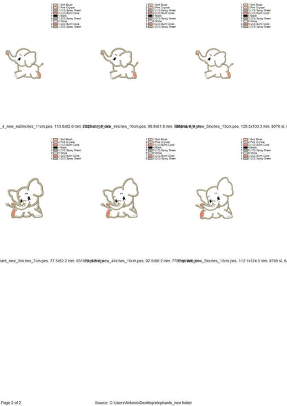 Little Elephant Applique Set of 4