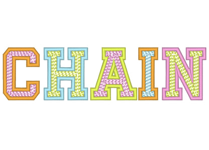 Chain Stitch and Outline Varsity Sport Athletic Font