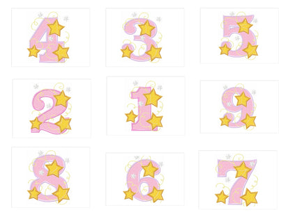 Twinkle Sparkling Swirl Star Birthday Numbers