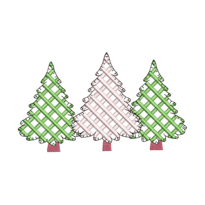 Baby Gingham Patterned Christmas Tree 3 in a row