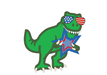 Patriotic 4th of July T-rex Applique