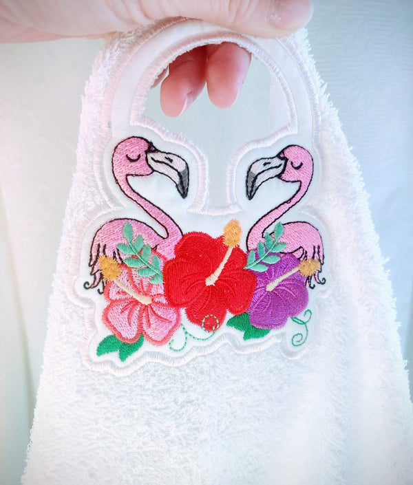 Flamingo and Hibiscus Towel Hanging Hole Topper