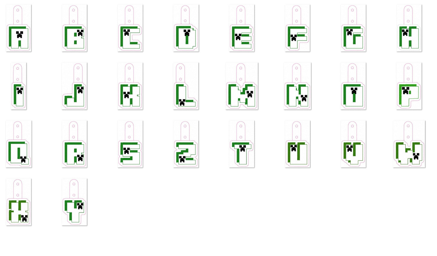 Miner Bricks Pixel Monogram Keychain