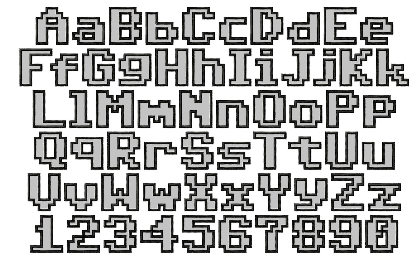 Miner Bricks Pixel Font Applique