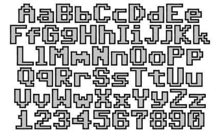 Miner Bricks Pixel Font Applique