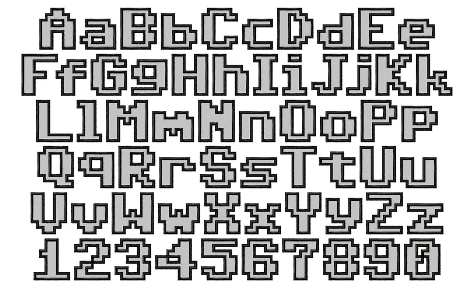 Miner Bricks Pixel Font Applique