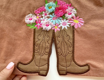 Cowboy Cowgirl Boots and Fringed Flower