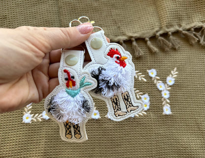 Cowboy Boots Fringed Chicken Keychain